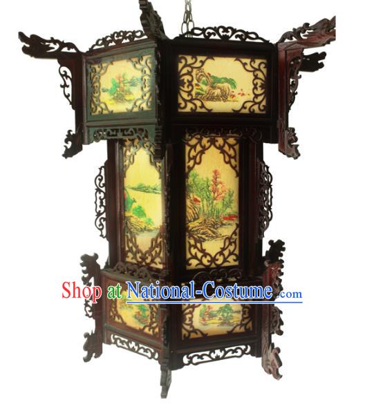 Traditional Chinese Handmade Sheepskin Ceiling Lantern Classical Hexagon Palace Lantern China Palace Lamp