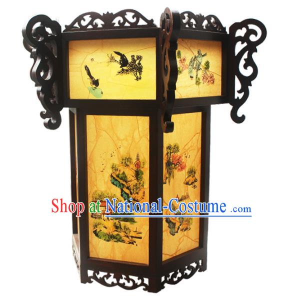 Traditional Chinese Handmade Sheepskin Ceiling Lantern Classical Hexagon Palace Lantern China Palace Lamp