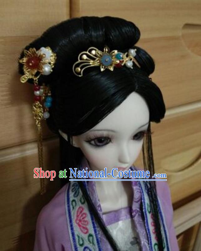 Traditional Handmade Chinese Ancient Classical Hair Accessories and Wig Complete Set Hairpins for Women