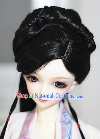 Traditional Handmade Chinese Ancient Ming Dynasty Princess Wig Sheath Palace Lady Wig for Women