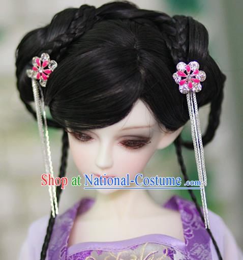 Traditional Handmade Chinese Ancient Tang Dynasty Nobility Lady Hair Accessories Wig Sheath for Women