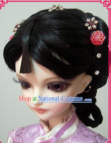 Traditional Handmade Chinese Ancient Qing Dynasty Nobility Lady Hair Accessories Wig Sheath for Women