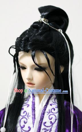 Traditional Handmade Chinese Ancient Han Dynasty Swordsman Hair Accessories Wig Sheath for Men