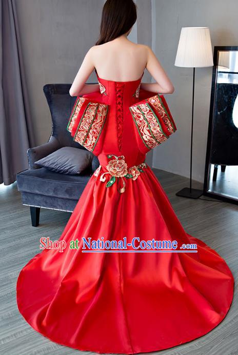 Chinese Wedding Catwalks Costume Opening Dance Bride Full Dress Cheongsam for Women