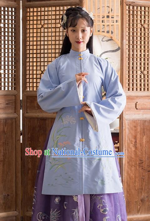 Traditional Chinese Ming Dynasty Nobility Lady Costume Princess Embroidered Hanfu Long Blouse for Women