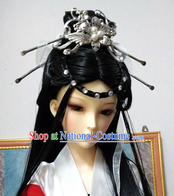 Traditional Handmade Chinese Tang Dynasty Imperial Consort Hair Accessories Hairpins and Wig for Women