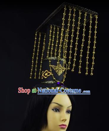 Traditional Handmade Chinese Ancient Tang Dynasty Emperor Tassel Hat Headwear for Men