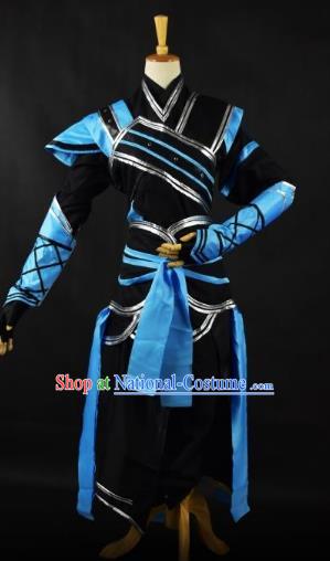 Traditional Chinese Ancient Swordsman Costume, China Tang Dynasty Imperial Bodyguard Clothing for Men