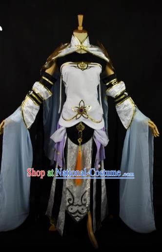 Traditional Chinese Ancient Taoist Nun Hanfu Costume Tang Dynasty Swordswoman Clothing for Women