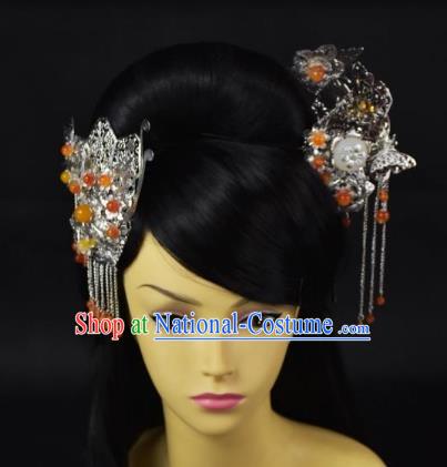 Traditional Handmade Chinese Hair Accessories Hairpins Tassel Step Shake Hair Stick Headwear for Women