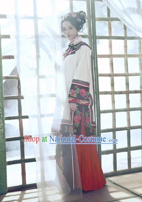 Traditional Chinese Qing Dynasty Princess Costume Ancient Republic of China Young Mistress Embroidered Clothing