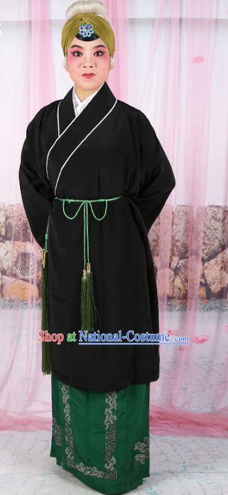 Chinese Beijing Opera Old Women Black Costume, China Peking Opera Pantaloon Robe Clothing