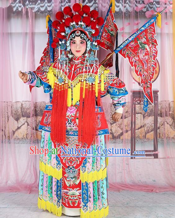 Chinese Beijing Opera Female General Costume Embroidered Robe, China Peking Opera Blues Embroidery Gwanbok Clothing