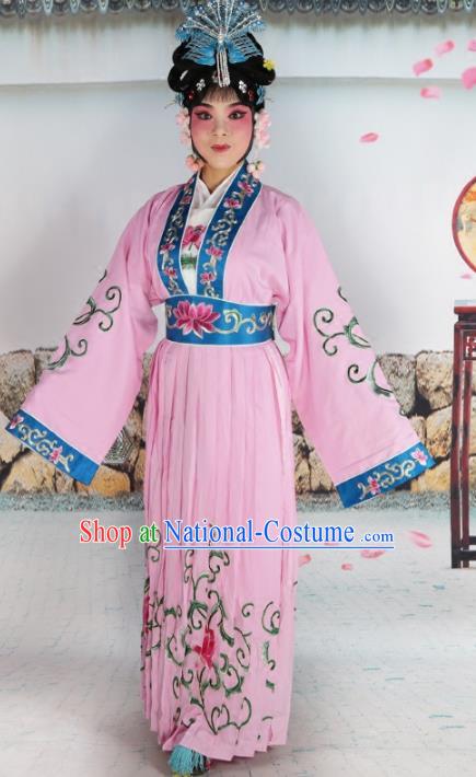 Chinese Beijing Opera Nobility Lady Embroidered Pink Costume, China Peking Opera Actress Embroidery Clothing