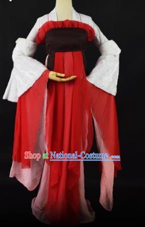 Traditional Chinese Ancient Princess Embroidered Costume Tang Dynasty Young Lady Clothing