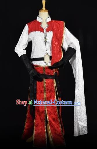 Traditional Chinese Ancient Swordsman Embroidered Costume Han Dynasty Kawaler Clothing for Men