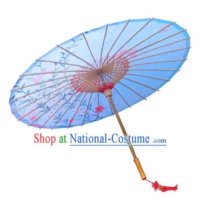 Asian China Dance Umbrella Handmade Classical Printing Oil-paper Umbrellas Stage Performance Blue Umbrella Dance Props