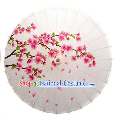 Asian China Dance Umbrella Handmade Classical Printing Peach Flowers Oil-paper Umbrellas Stage Performance Umbrella