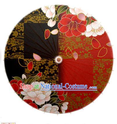 Asian China Dance Umbrella Handmade Classical Printing Flowers Red Oil-paper Umbrellas Stage Performance Umbrella