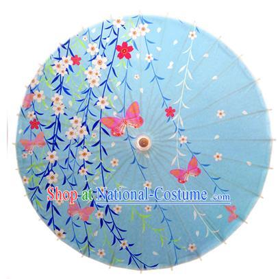 Asian China Dance Umbrella Handmade Classical Printing Butterfly Oil-paper Umbrellas Stage Performance Umbrella