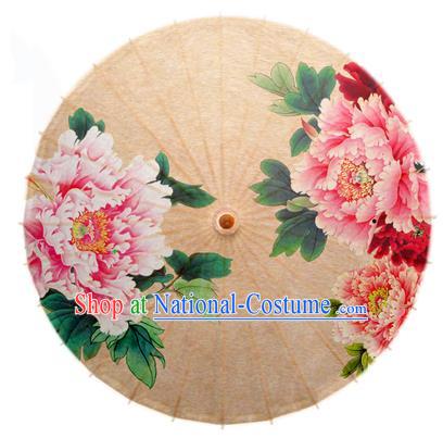 Asian China Dance Handmade Umbrella Stage Performance Umbrella Printing Peony Flowers Oil-paper Umbrellas