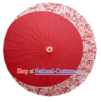 Asian China Dance Umbrella Stage Performance Umbrella Handmade Printing Flowers Red Oil-paper Umbrellas