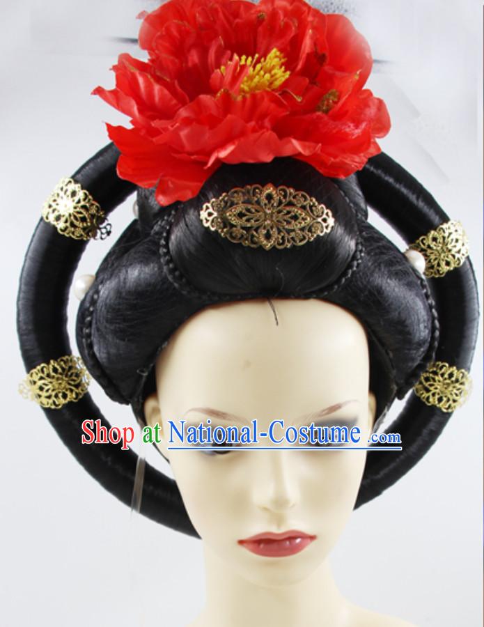 Ancient Chinese Tang Dynasty Empress Wig and Hair Accessories