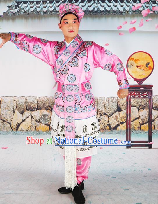 Chinese Beijing Opera Takefu Costume Pink Embroidered Robe, China Peking Opera Embroidery Clothing