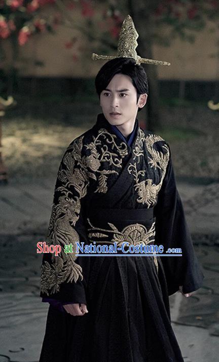 Traditional Chinese Ancient Qin Dynasty Prince Embroidered Costume for Men