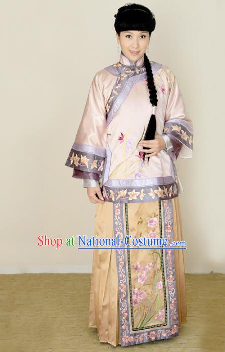 Traditional Chinese Ancient Qing Dynasty Embroidered Xiuhe Suit Young Mistress Costume