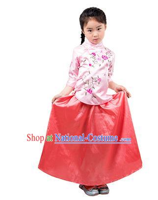 Traditional Chinese Ancient Republic of China Nobility Lady Costume Embroidered Blouse and Skirt for Kids