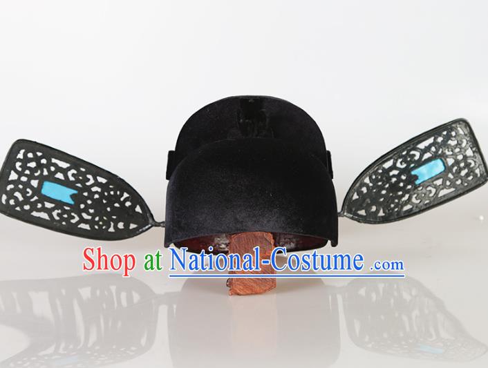 Chinese Beijing Opera County Magistrate Black Gauze Cap, China Peking Opera Officer Hats