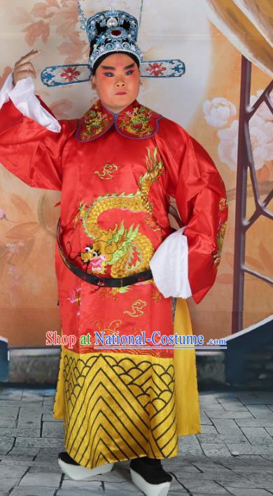 Chinese Beijing Opera Lang Scholar Costume Red Embroidered Robe, China Peking Opera Prince Embroidery Clothing