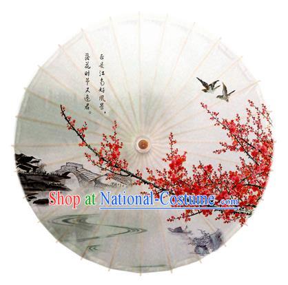 Asian China Dance Handmade Umbrella Printing Red Plum Blossom Oil-paper Umbrella Stage Performance Props Umbrellas