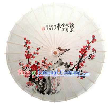 Asian China Dance Handmade Umbrella Printing Winter Plum Blossom Oil-paper Umbrella Stage Performance Props Umbrellas