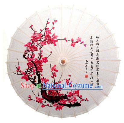 China Traditional Dance Handmade Umbrella Ink Painting Red Plum Blossom Oil-paper Umbrella Stage Performance Props Umbrellas