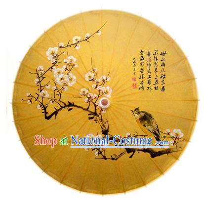 China Traditional Dance Handmade Umbrella Painting Bird Plum Blossom Oil-paper Umbrella Stage Performance Props Umbrellas