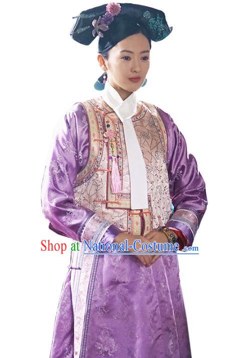 Traditional Chinese Ancient Qing Dynasty Palace Lady Manchu Imperial Concubine Embroidered Costume for Women