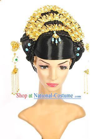 Traditional Chinese Ancient Palace Princess Hair Accessories Phoenix Coronet Hairpins and Wig for Women