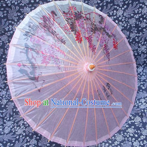 China Traditional Dance Handmade Umbrella Painting Wisteria Oil-paper Umbrella Stage Performance Props Umbrellas