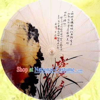 China Traditional Dance Handmade Umbrella Painting Orchid Oil-paper Umbrella Stage Performance Props Umbrellas