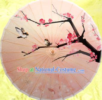 China Traditional Dance Handmade Umbrella Painting Wintersweet Oil-paper Umbrella Stage Performance Props Umbrellas