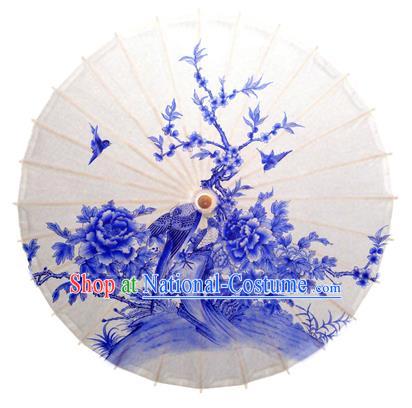 China Traditional Dance Handmade Umbrella Printing Peony Butterfly Oil-paper Umbrella Stage Performance Props Umbrellas