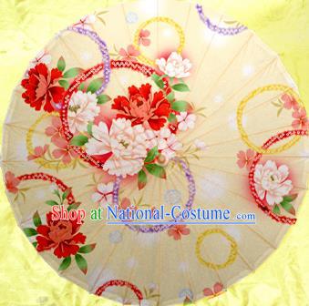 China Traditional Dance Handmade Umbrella Painting Peony Flowers Oil-paper Umbrella Stage Performance Props Umbrellas