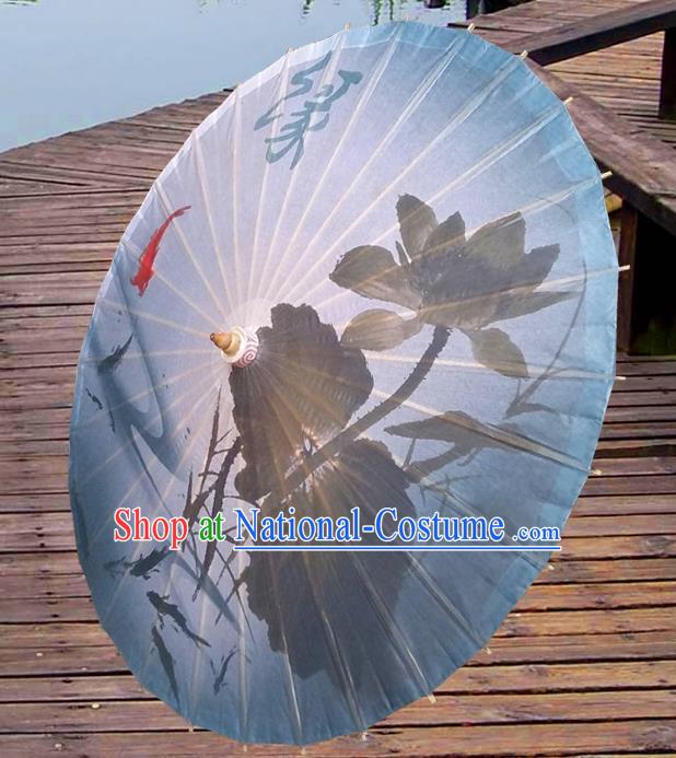 China Traditional Dance Handmade Umbrella Ink Painting Lotus Oil-paper Umbrella Stage Performance Props Umbrellas