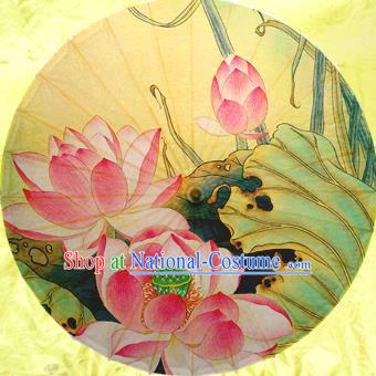 Handmade China Traditional Dance Painting Lotus Umbrella Oil-paper Umbrella Stage Performance Props Umbrellas