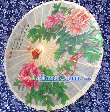 Handmade China Traditional Dance Painting Peony Umbrella Oil-paper Umbrella Stage Performance Props Umbrellas