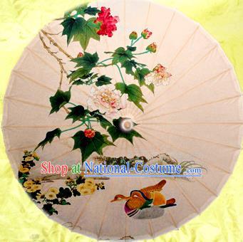 Handmade China Traditional Dance Painting Mandarin Duck Umbrella Oil-paper Umbrella Stage Performance Props Umbrellas