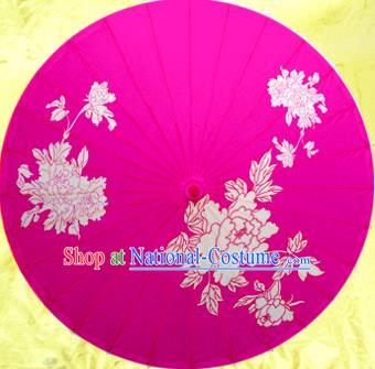 Handmade China Traditional Dance Painting Peony Rosy Umbrella Oil-paper Umbrella Stage Performance Props Umbrellas