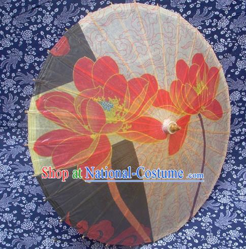 Handmade China Traditional Dance Ink Painting Lotus Umbrella Oil-paper Umbrella Stage Performance Props Umbrellas